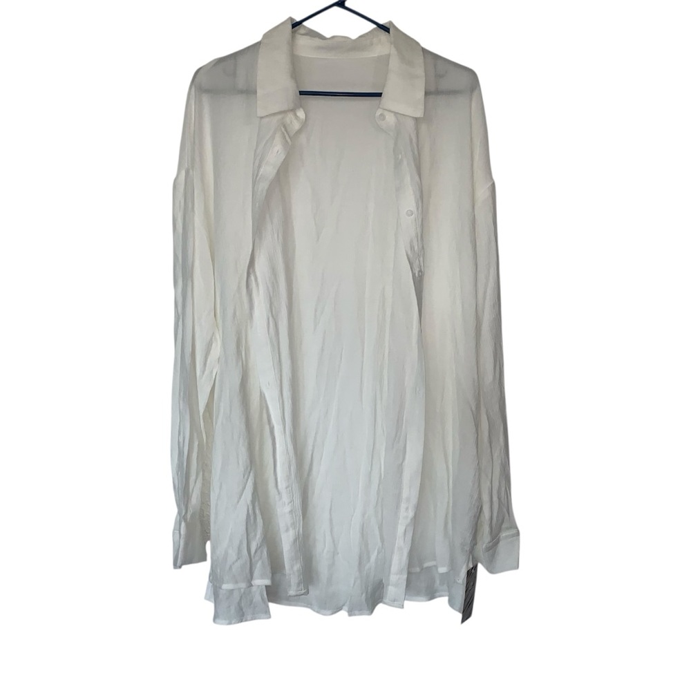 Cupshe X STASSIE Escape Sheer Chiffon Oversized Cover-Up Shirt Size Medium - Picture 7 of 9